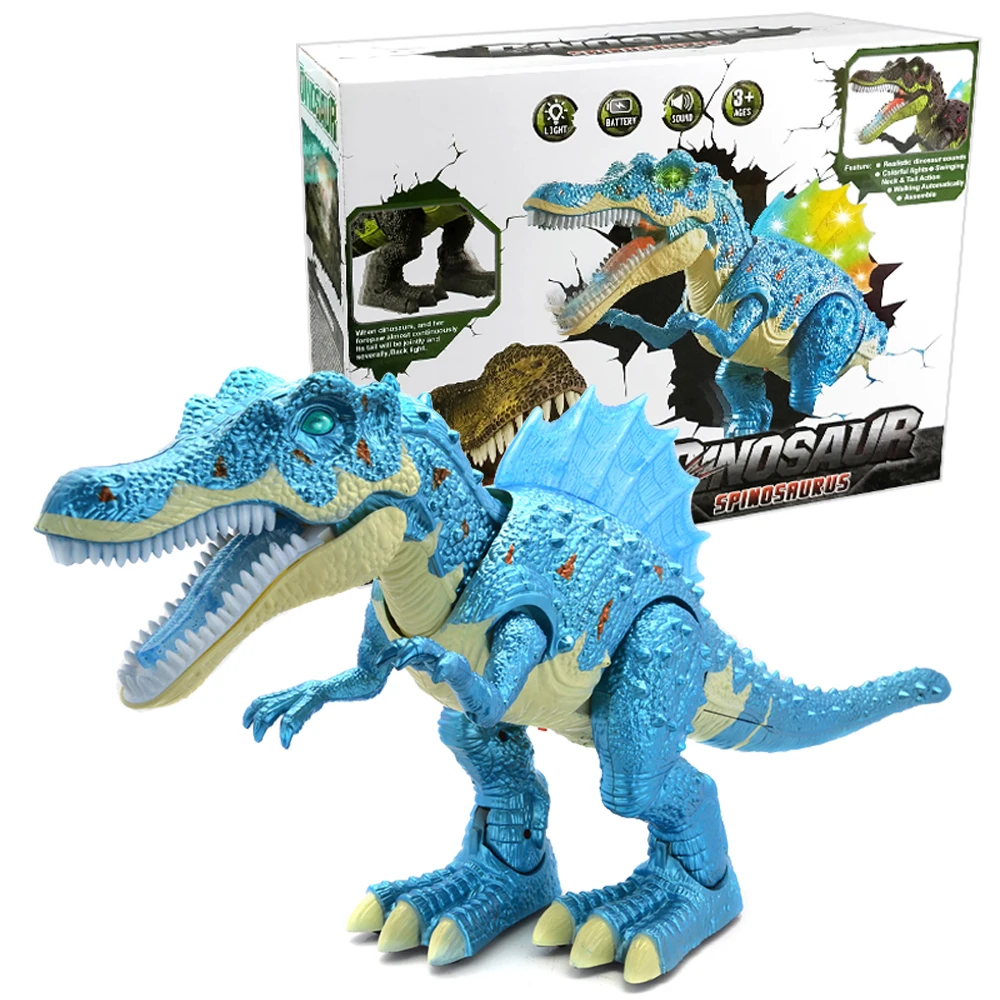 Robot eléctrico de dinosaurio para caminar, juguete de tamaño grande, 51CM, con sonido ligero, funciona con pilas, regalo para niños