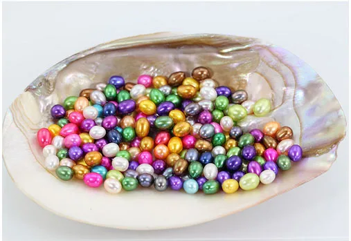 

Trendy Loose Pearl Rice Pearl 7-8MM AAA Rice Colorful Akoya Pearl Beads 20pcs/Lot Colored Akoya Oyster Loose Pearl Beads ABH654