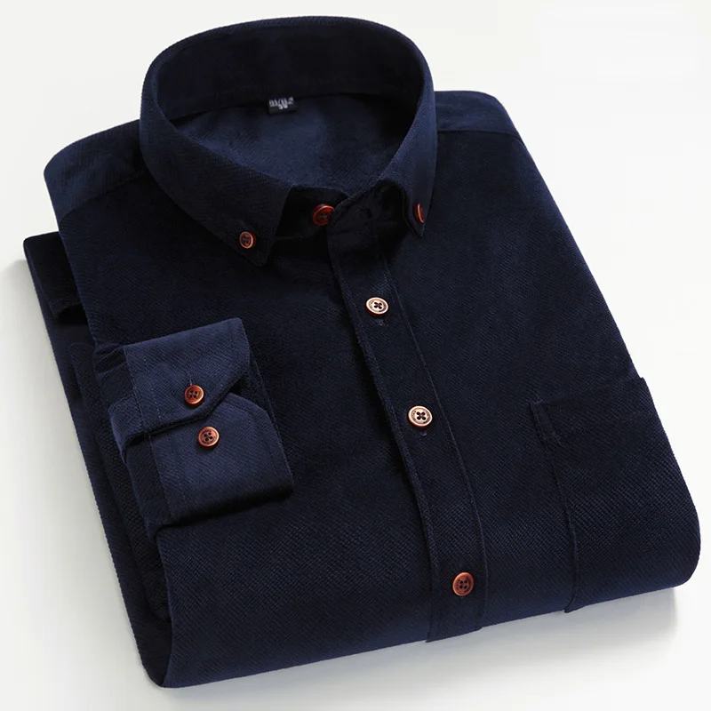 Camicie Casual intelligenti solide a maniche lunghe da uomo di nuovo arrivo camicie di flanella rovesciate maschili camicia solida per affari sociali YL