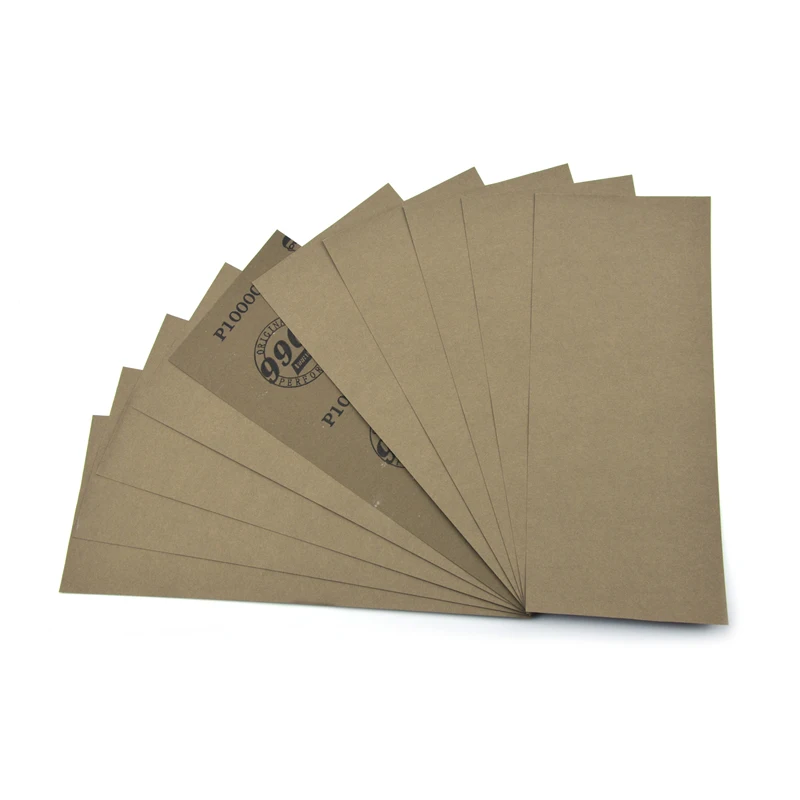 Poliwell lixa folhas 9x3.6 Polegada lixa à prova dsandágua 320-10000 grão molhado seco lixa papel para carro madeira metal polimento 5 pces