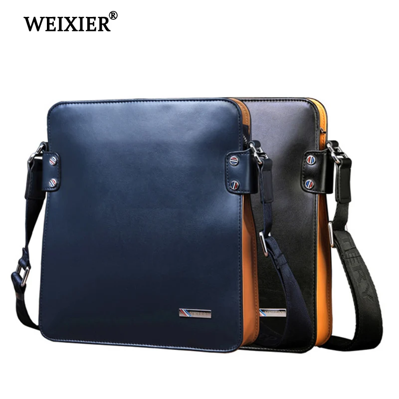 WEIXIER PU Men's Stitching Color Fashion Classic Simple Design Messenger Bag Business People Travel High Quality Messenger Bag