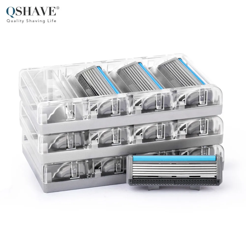 Qshave Black Spider Man Manual Shaving Razor Germany X5 Blade with Trimmer Blade, 4 & 8 &16 Cartridges Choice