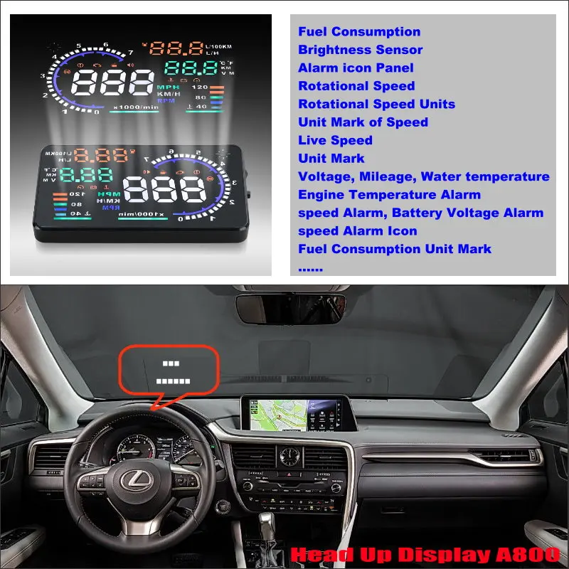 Car OBD HUD Head Up Display For Lexus 450H/LX/LX570/RX/RX350 2010-2020 Saft Driving Screen Projector Reflecting Accessories