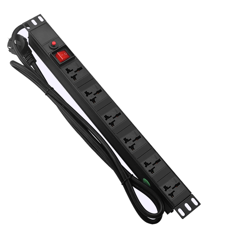 

250V 10A PDU Cabinet Dedicated Power Outlet 6 jacks Universal Socket With 1.8M Extension Cord PDU Socket