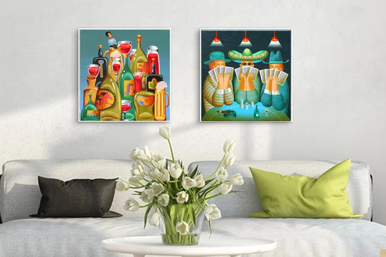 abstract canvas painting mural prints cartoon posters modern art picture crowds and poker player symbolism patterns art picture