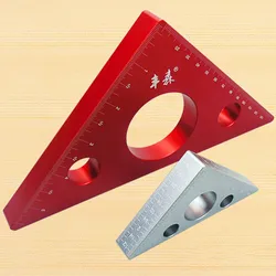 45 Degree Aluminum Alloy Angle Ruler Inch Metric Triangle Ruler Carpenter's Workshop Woodworking Square Multifunction Tool