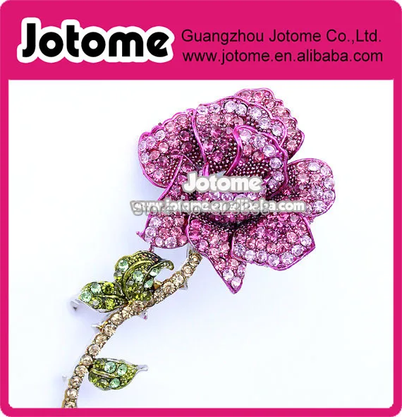 customized rhinestone rose rhinestone brooch