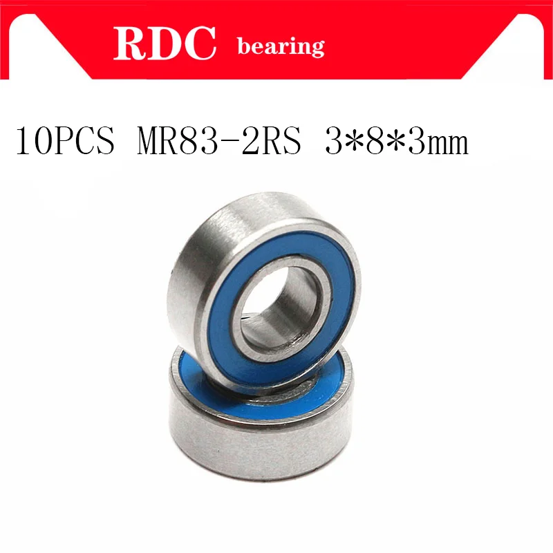 10PCS ABEC-5 MR83-2RS MR83 2RS MR83 RS MR83RS 3x8x3 mm Blue rubber sealed miniature High quality deep groove ball bearing