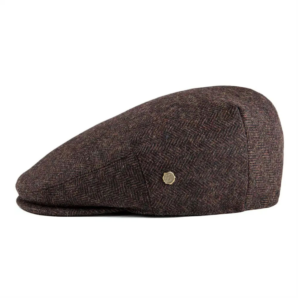 VOBOOM Wool Tweed Herringbone Flat Cap Newsboy Caps Boina Men Women Beret Classic Cabbie Driver Hat Golf Hunting Ivy Hats 200