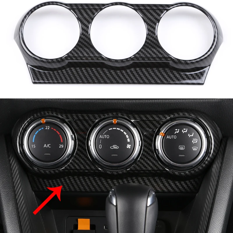 Carbon Fiber Air Conditioning Switch Cover Trim Strips Car Styling Accessories for 2015-2017 Mazda 2 Demio DL Sedan DJ Hatchback