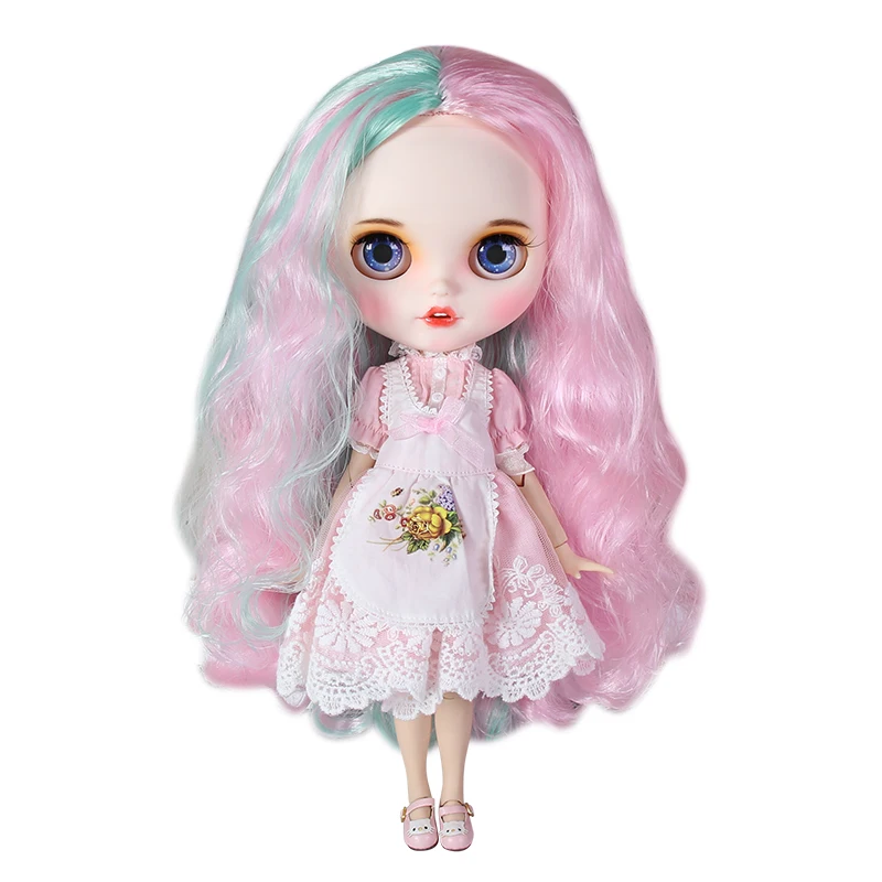 ICY DBS blythe Doll dipinto a mano viso opaco abito in pelle bianca bambola con denti labbra sopracciglia 30cm fai da te BJD SD regalo