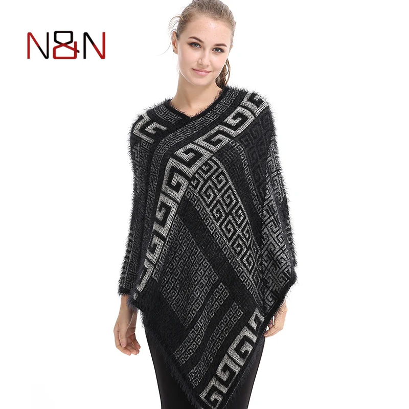 2024 New Casual Women Poncho Elasticity Plus Size Scarf Soft Plush Batwing Sleeveless Fashion Pullover Capes