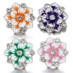 KZ1582 New Beauty Fashion Oil Flowers 20MM Metal snap buttons for DIY 18mm snap jewelry wholesale