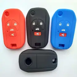 Flip Folding Key Silicone Remote Cover for NISSAN Sylphy Cube Juke Rogue Qashqai Micra Maxima Altima Sentra Versa 4Button FOB