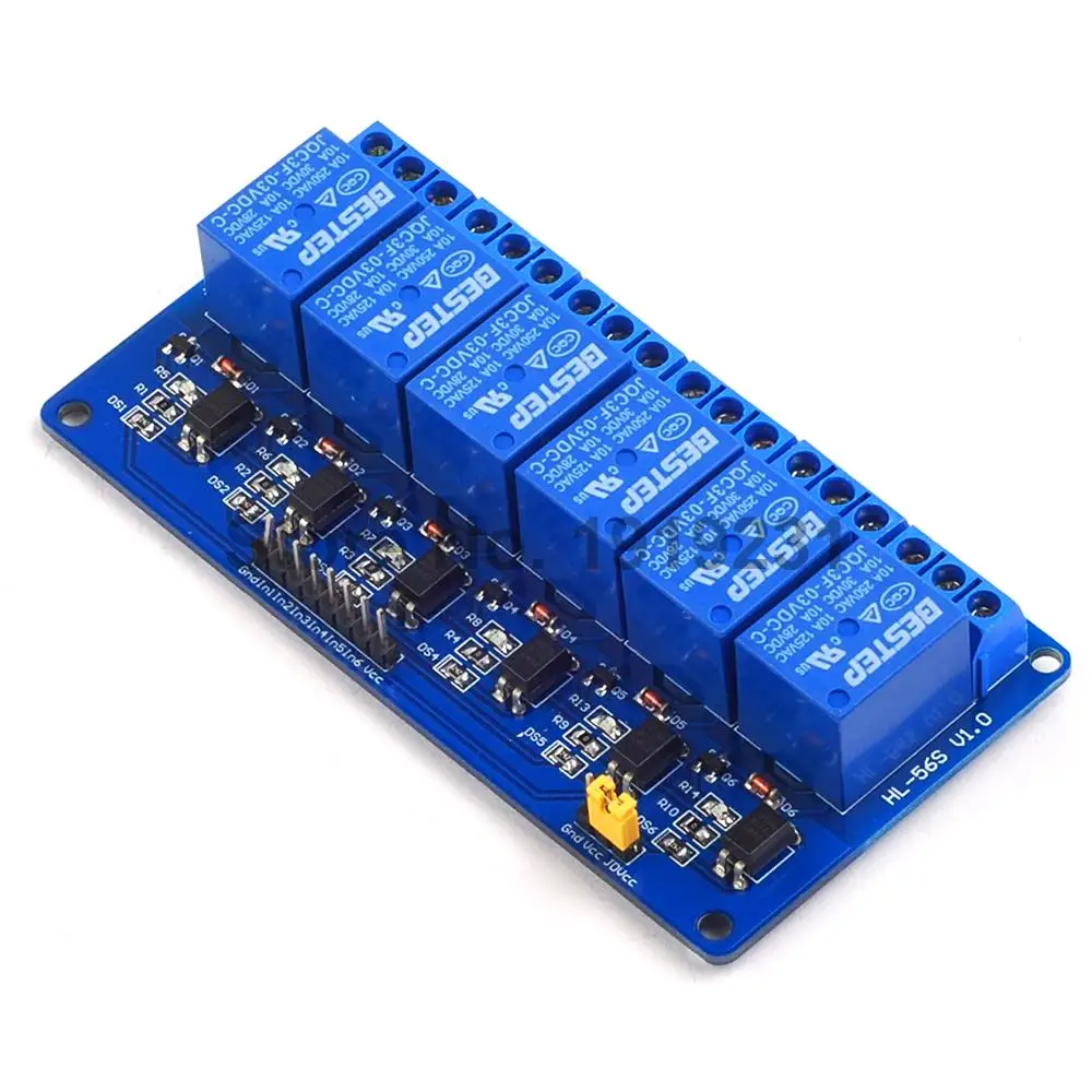 3.3V 6 Channel 3V Relay Module Optocoupler Isolation Low Level Trigger Relay Module