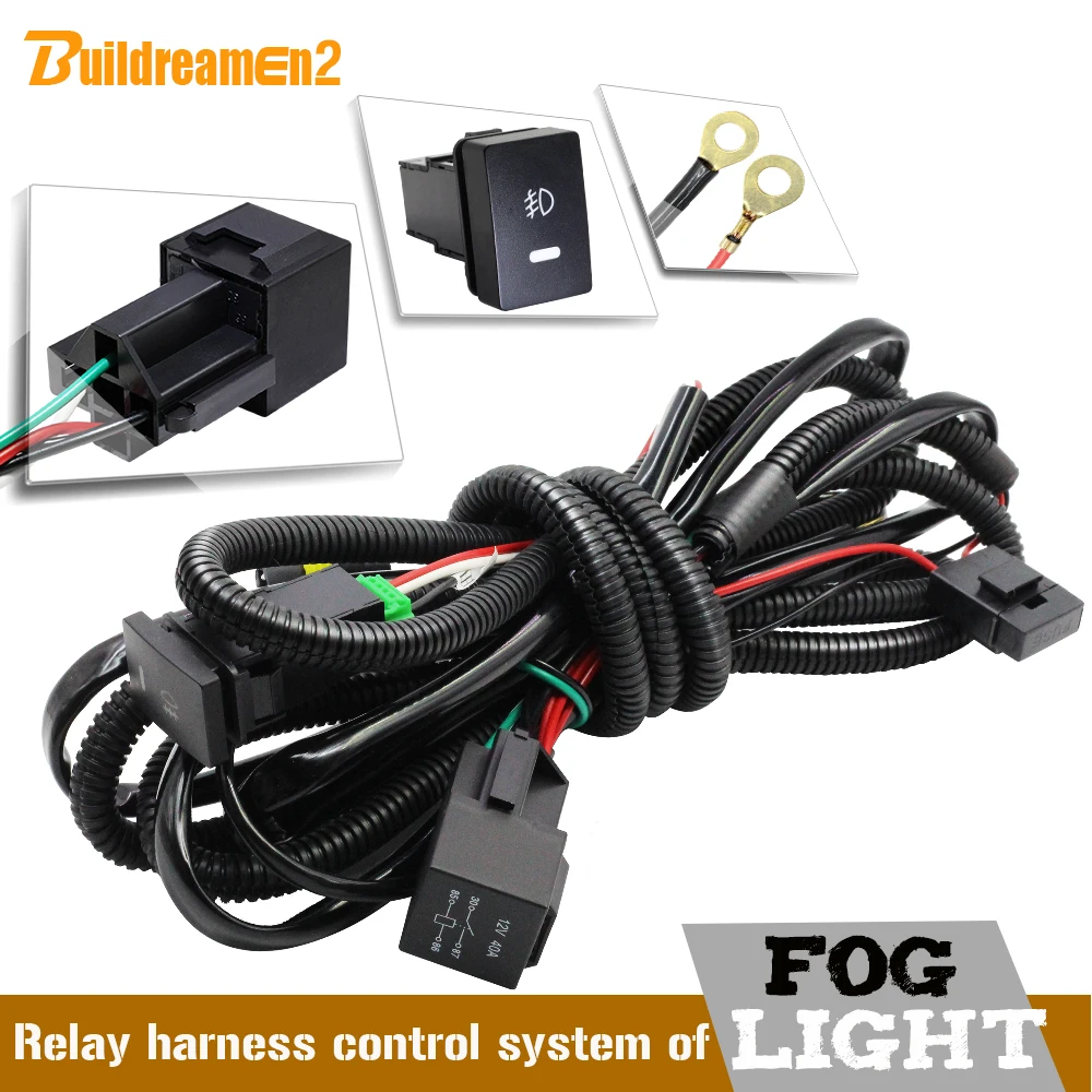 Buildreamen2 H11 Car Fog Light Wiring Harness Kit Fuse Relay On/Off Switch 40A For Honda CR-V CR-Z Accord Acura RDX TSX TL ILX