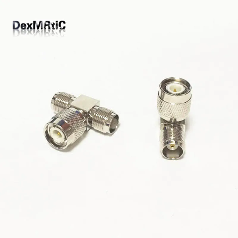 1pc TNC  Male Plug switch 2*TNC female jack  T Type splitter RF Coax Adapter convertor straight Nickelplated  NEW wholesale