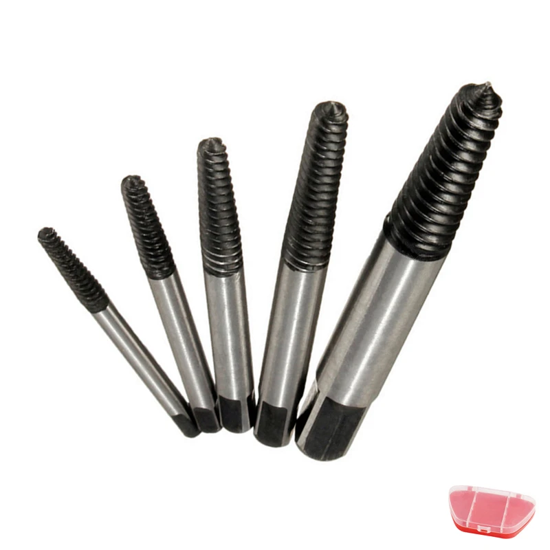 5Pcs/Set Screw Extractor Drill Bits 1/8''-3/4'' Broken Damaged Screw Nut Bolt Guide Screw Easy Out Removal Tool Kit