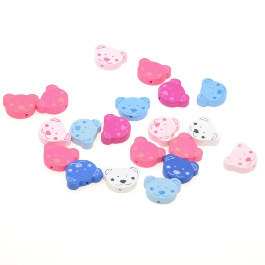 MIAOCHI DIY 30Pcs/Lot Lead-Free Bear Spacer Wooden Beads For Jewelry Makeing Baby Toys Pacifier Clip Crafts Wood Bead 24*20mm