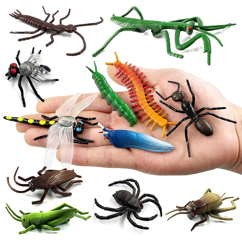 Figuras de acción de animales de granja, 12 piezas, insectos, arañas, mariposas, peces, dinosaurios, perros, gatos, caballos, gran oferta, regalo