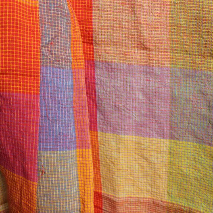 High quality pure flax fabric Multicolored Lattice material High-end dresses, one-piece dress and trousers fabrics