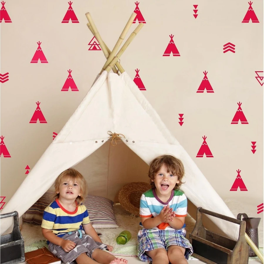 Teepee and Arrow decalcomanie da parete-Tee Pee adesivi murali in vinile Tribal Nursery Decor