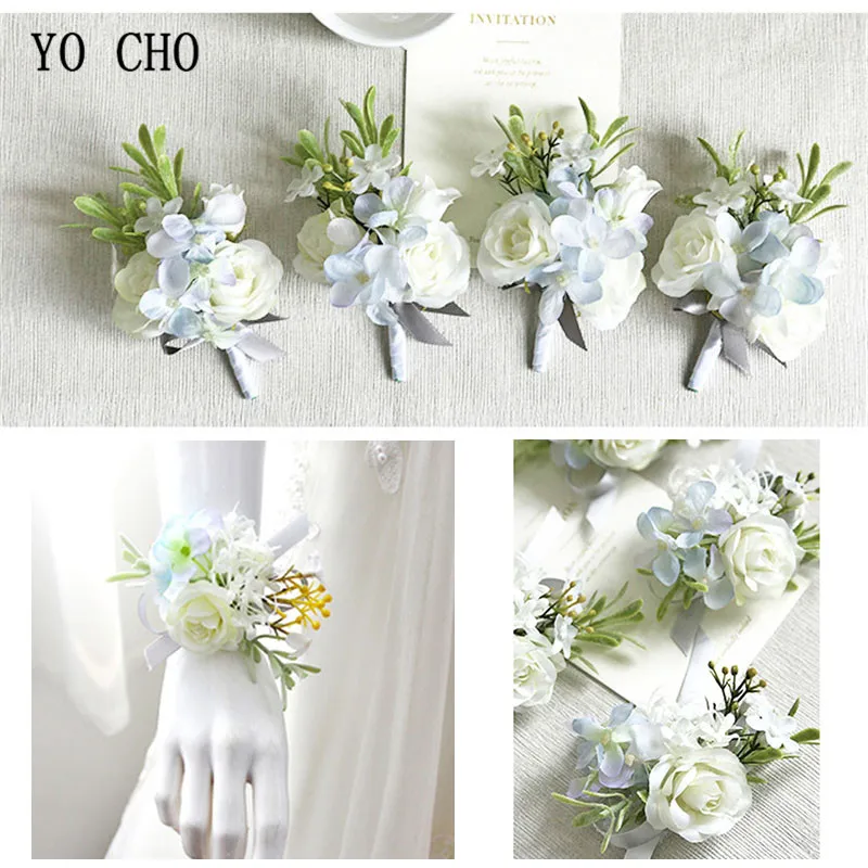 Yo Cho Pernikahan Aksesoris Boutonnieres Pria Pita Mawar Putih Biru Anggrek Pernikahan Korsase Boutonnieres Pengantin Pria Pernikahan Persediaan