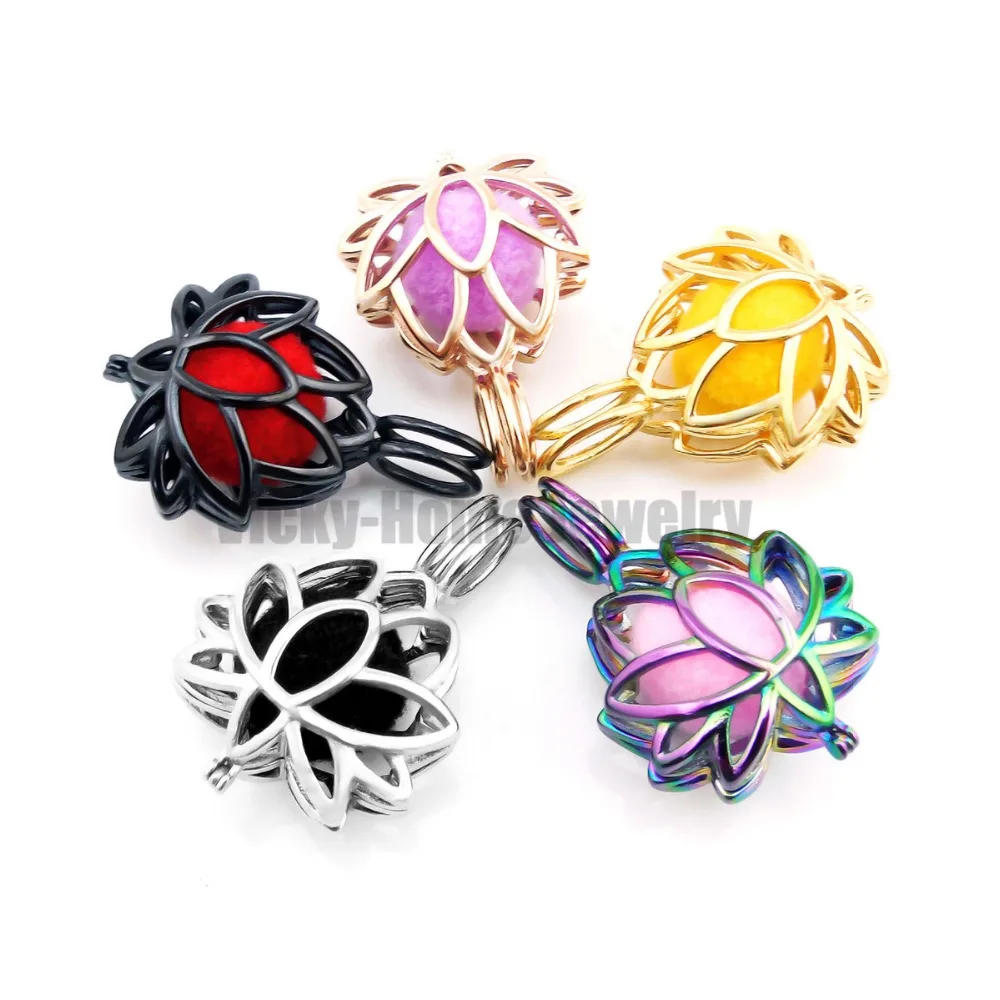 Chains as Gift! Lotus Essential Oils Cage Diffuser Locket Perfume Aroma Made by 316L Stainless Steel