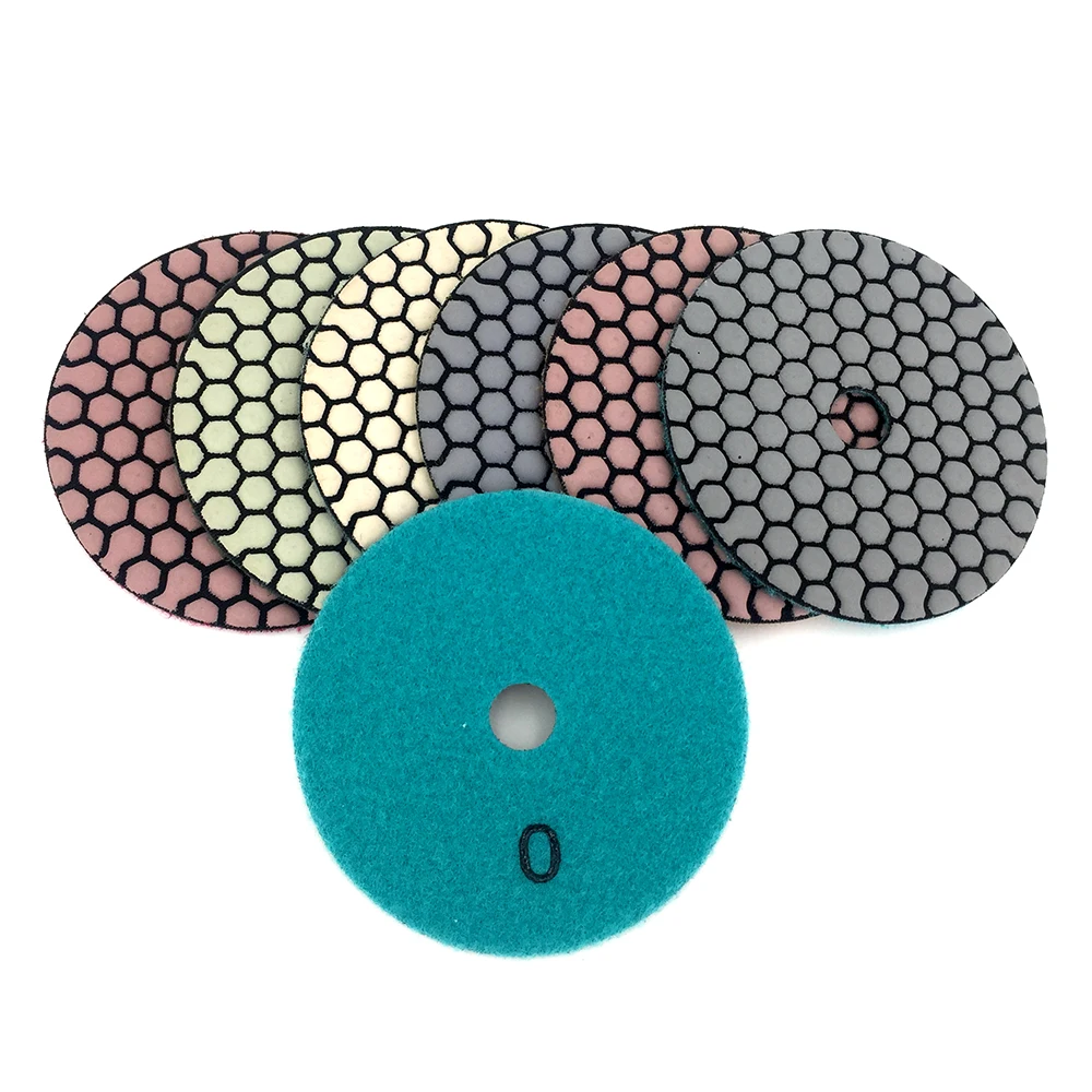 RIJILEI 6 Pcs 100mm Dry Polishing Pad 4 Inch Sharp Type Diamond Polishing Pads For Granite Marble Sanding Disc  Stone