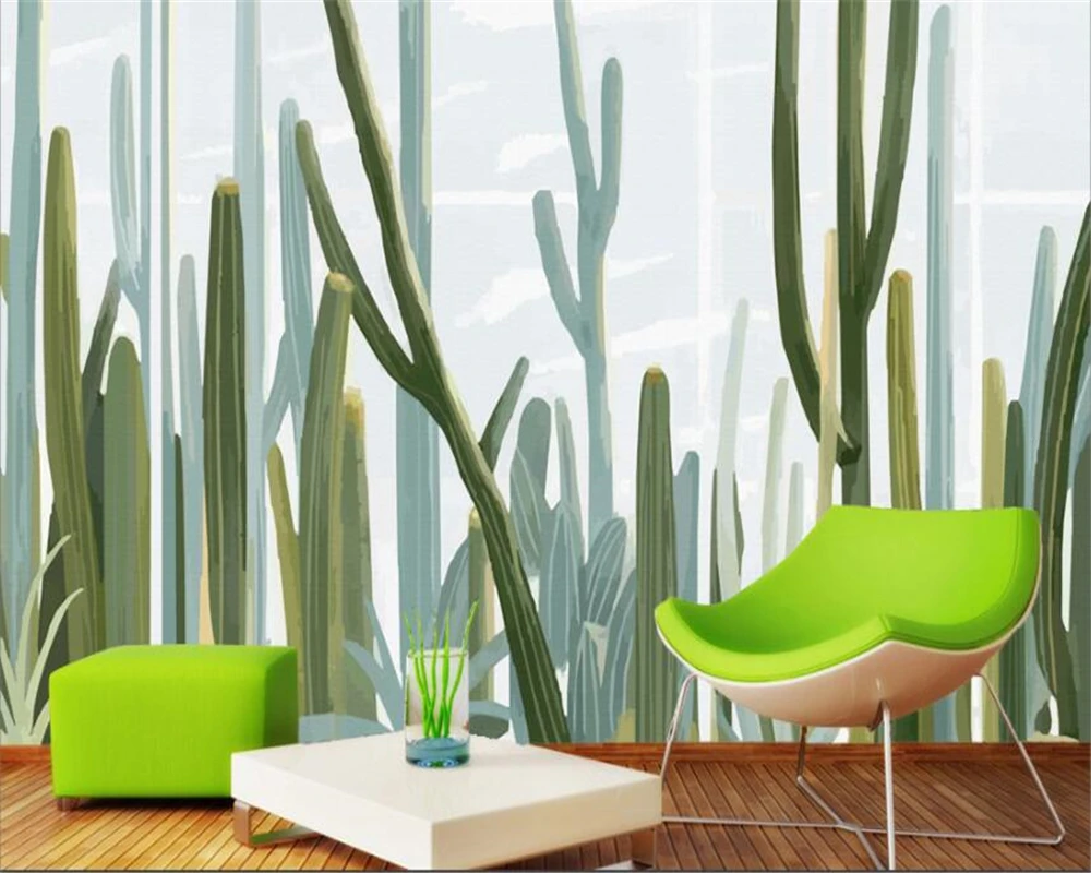 

beibehang Custom Wallpaper Modern Art Hand Drawn Cactus 3d Living Room TV Background Walls 3d wallpaper mural papel de parede