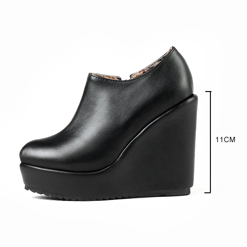 Large size 32-43 Woman Ankle Boots Wedges Shoes 2024 Autumn Winter New Stylish Sexy Platform Round Toe Wedges Boots botas mujer