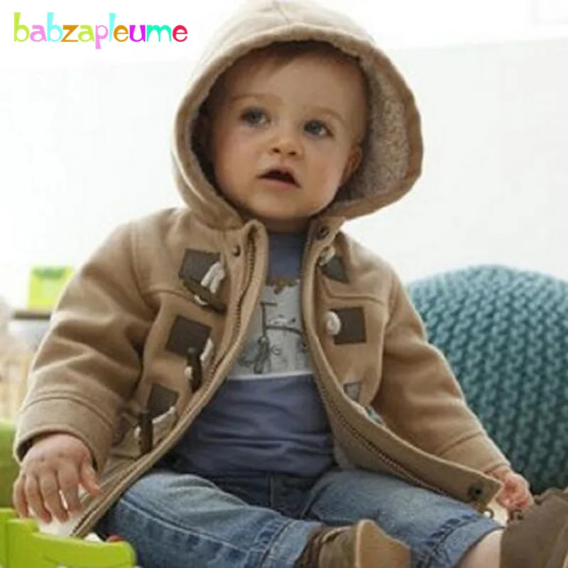 Autumn Winter Outerwear Korean Baby Boys Wool Coats Casual Fashion Warm Hooded Toddler Fleece Jacket Luxury Kids Clothing BC1185