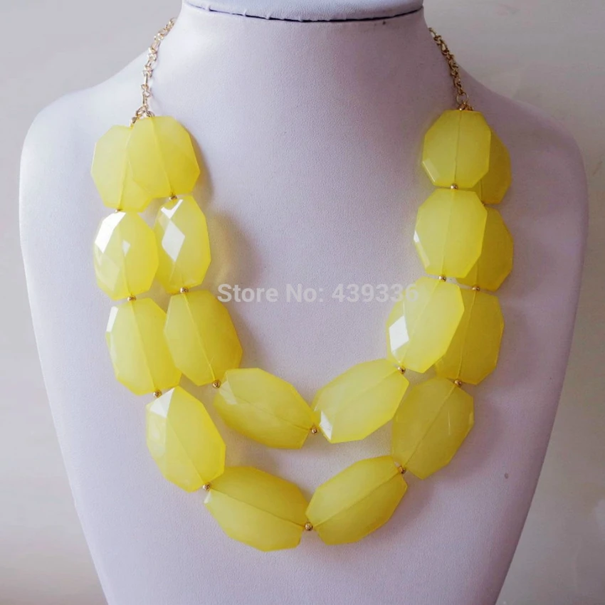 10 Colors Necklace, Two Layered Irregular Acrylic Beads Collar Jewelry Pendant Accessories