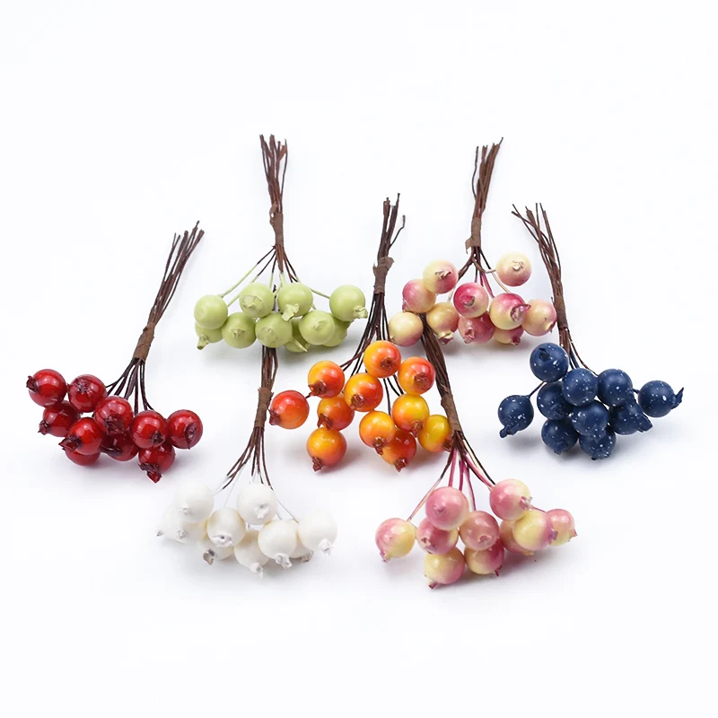 20pcs PE Cherry Fruit Artificial Plants DIY Gifts Box Christmas Decorations for Home Scrapbooking Decorative Flowers Wreaths