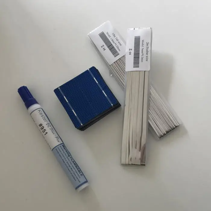 50 sztuk ogniw słonecznych 52 mm x 52 mm 0,5 V do paneli słonecznych DIY 20 W + lutowanie słoneczne Drut zbiorczy i długopis topnikowy