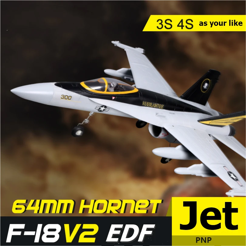 FMSRC Airplane 64mm F18 F-18 V2 Vigilantes Ducted Fan EDF Jet Grey Scale Warbird Fighter Model Hobby Plane Aircraft Avion PNP