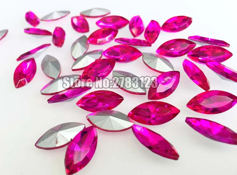 Horse eye shape Glass Crystal Rose red color pointback loose rhinestones, nail art/phone diy/Clothing accessories SWMP009