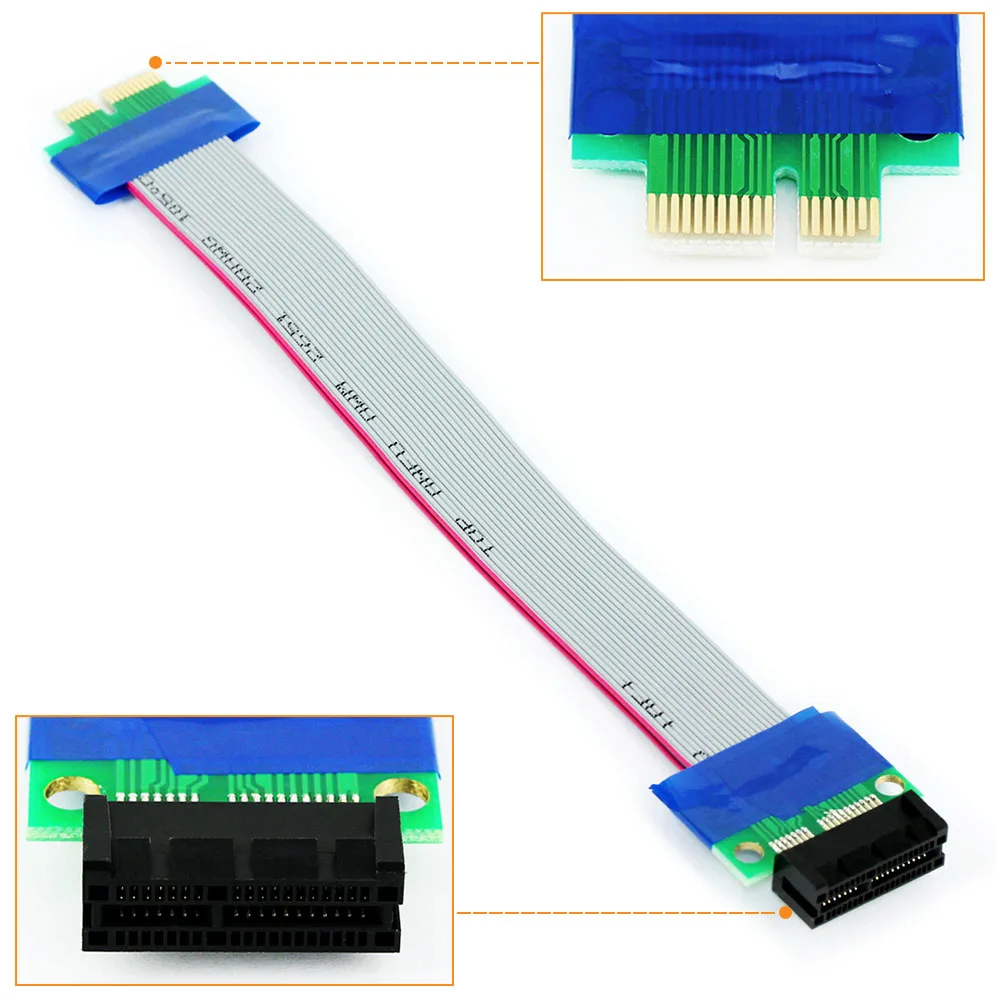 

PCI Express PCI-E 1X Male to PCIe Female Extension Cable for Motherboard Riser Card Extender Extension Ribbon Adapter for PC