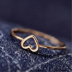 Simple Hollow Cute Love Heart Thin Ring Exquisite Silver Plated Golden Rings For  Women 5 Sizes