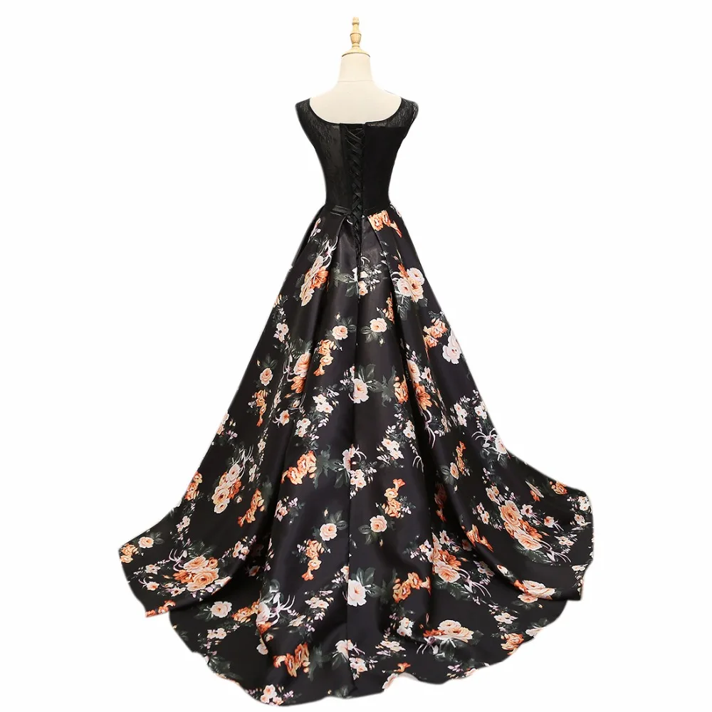 JaneVini Black Floral Girls Bridemaids Dress Long Sweep Train Flowers Pattern Beaded Lace Prom Dresses Wedding Party Gowns 2019