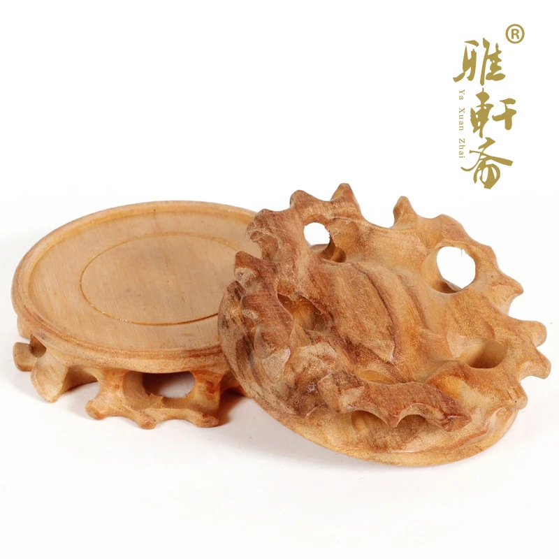 [] jade stone carving rosewood Zhai Gallery base decoration crafts teapot base circular vase flowerpot base