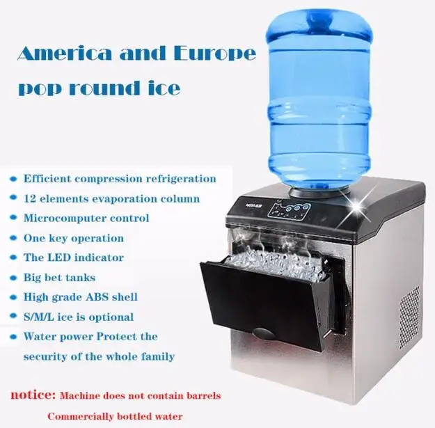 جهاز تكوين الثلج الكهربائية التجارية المنزلية 25 كجم كونترتوب التلقائي رصاصة صنع الجليد السريع