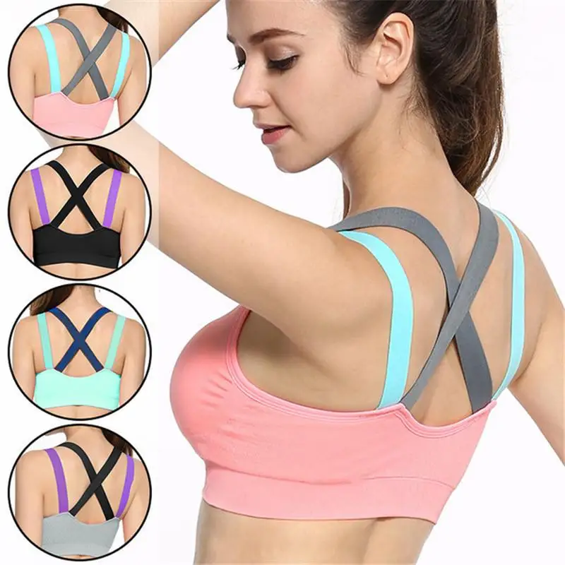 

Wirefree Push Up Fitness Women Sports Bra Shockproof Gym Athletic Running Yoga Sport Bra Crop Top Seamless Padded haut femme