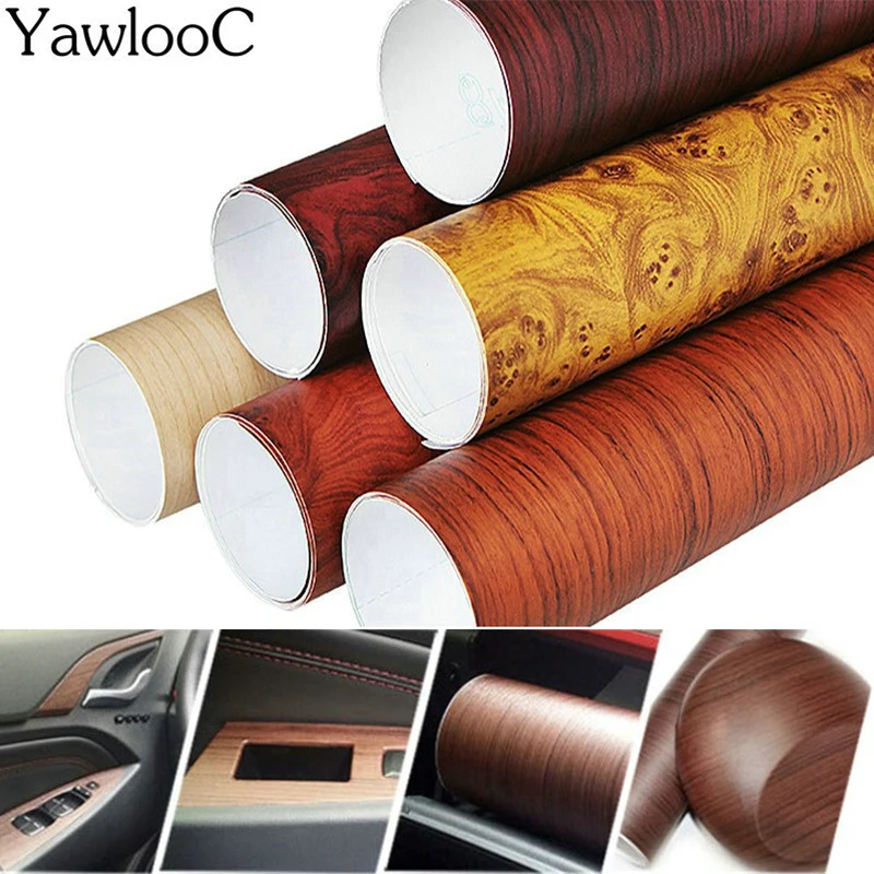 30*120CM PVC Wood Grain Textured Car Interior Decoration Stickers Waterproof Furniture Door Automobiles Vinyl Film Car-Styling