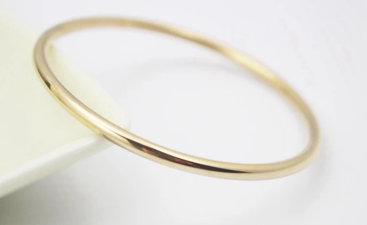 Women Fashion Jewelry Stainless Steel Simple Round Bangle Classic Golden Bangle Bracelets