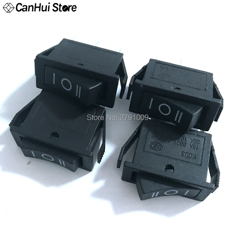 5 Pcs AC 10A/250V 15A/125V 3 Pin SPDT ON-OFF-ON 3 Position Boat Rocker Switch KCD3-3PD KCD3-103 15A power Supply Ship Type Switc