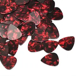 100 Stks/partij 0.46Mm 0.71Mm 0.96Mm 1.5Mm Celluloid Gitaar Plectrums Rode Parel Voor Akoestische Elektrische Gitaar Bas