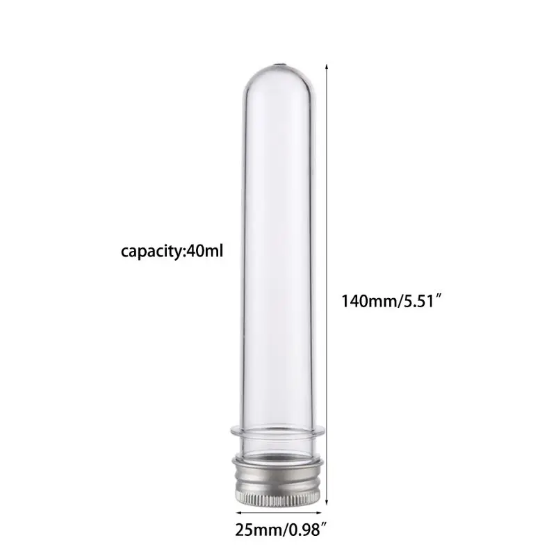 Plastic Test Tubes Clear and Transparent Candy Storage Containers with Screw Caps 40ml 10PCS