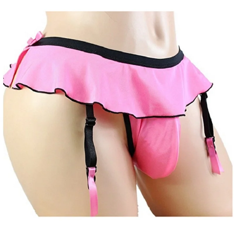 Sexy male three-dimensional cut sling thong and g-string sissy mens jockstrap skirt pant Underwear