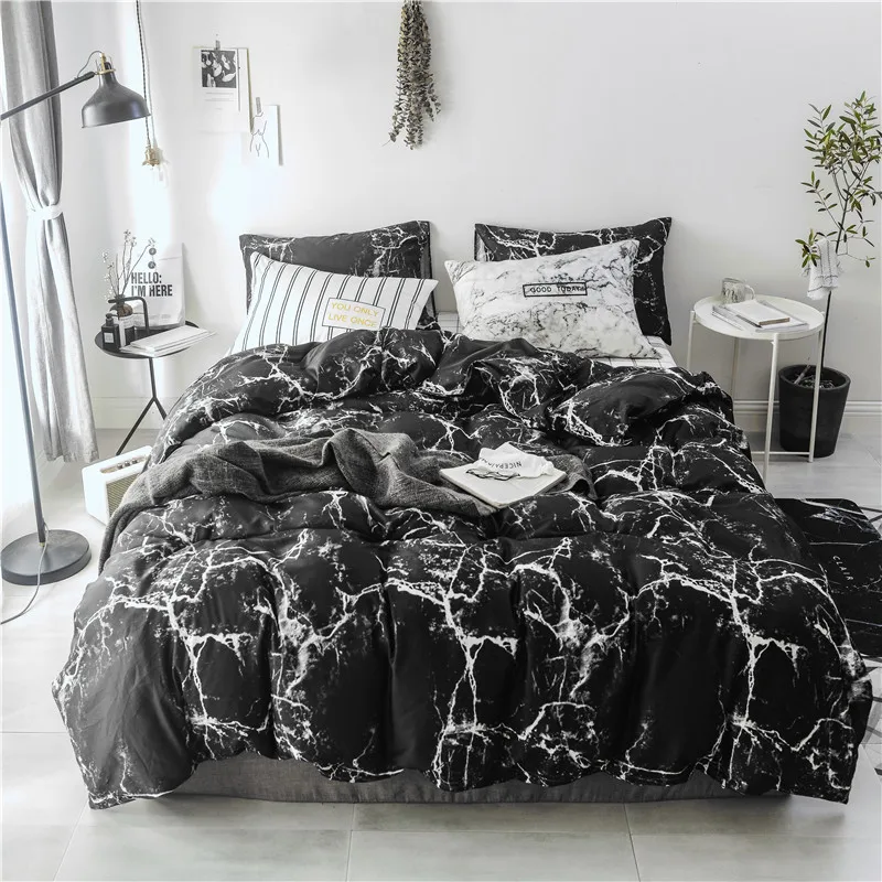 28  edding Set 100%Cotton Bedding Queen Size Quartz Printed Quilt Cover King Marble Cotton Double Bed Sets